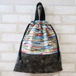 選べる4色！】星柄×ネイビーデニム⭐︎巾着袋／給食袋／コップ袋 No