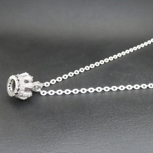 クラウンネックレス シルバー925 オニキス 【刻印無料】 クラウン 王冠