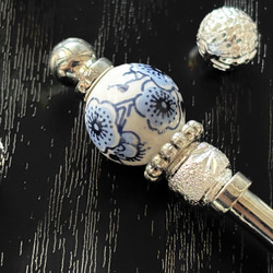 かんざし アンティークシルバーのレリーフビーズ 一本挿し 一本簪