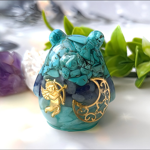 幸せを運ぶオルゴナイト くまちゃん ラリマー アパタイト マグネサイトターコイズ 幸せを運ぶオルゴナイト くまちゃん ラリマー アパタイト マグネサイト