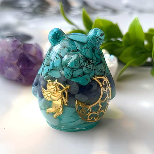 切株付 幸せを呼ぶオルゴナイト 猫ちゃん♡マグネサイト つねりん品