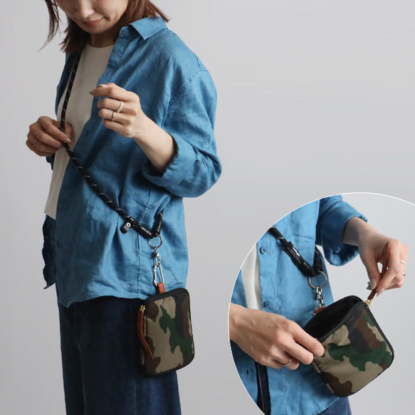 ⁂ラスト６　Mサイズ　クッション入り　ナイロン　キーケース　通帳　 キーリング　牛革レザー　軽量　クリスマス　S09E 11枚目の画像