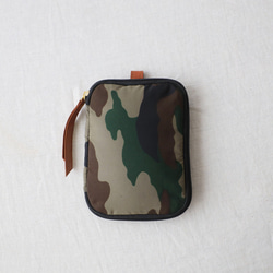 ⁂ラスト６　Mサイズ　クッション入り　ナイロン　キーケース　通帳　 キーリング　牛革レザー　軽量　クリスマス　S09E 2枚目の画像