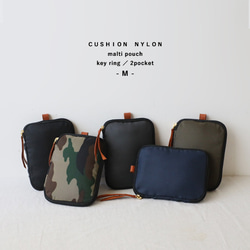 ⁂ラスト６　Mサイズ　クッション入り　ナイロン　キーケース　通帳　 キーリング　牛革レザー　軽量　クリスマス　S09E 10枚目の画像