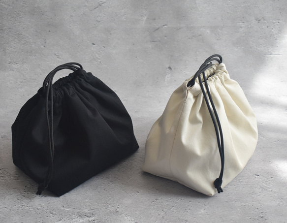 シンプルな洗える保冷保温ランチ巾着(コットン) 2枚目の画像