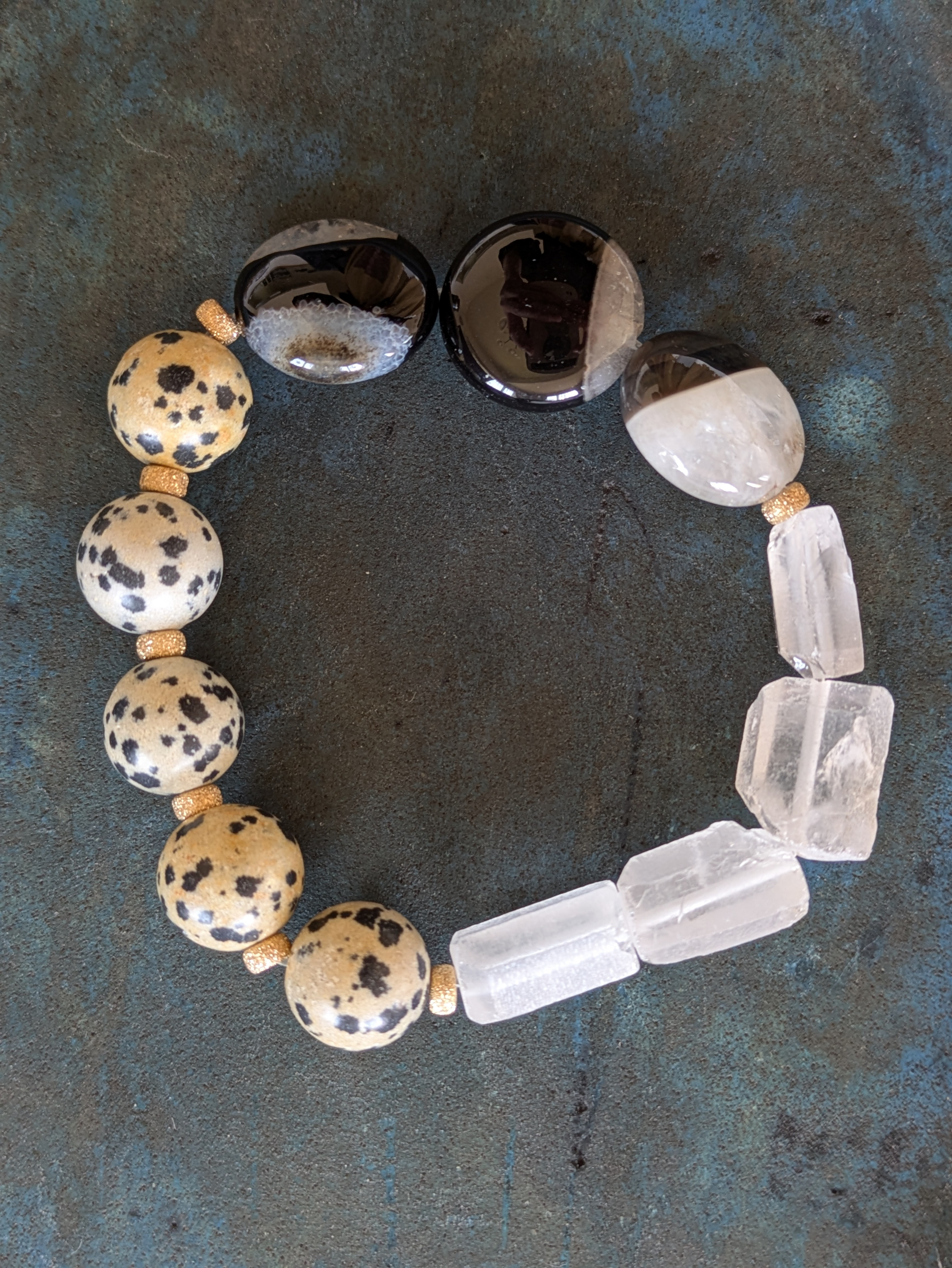 Op.25　『Dignified』ブラックアゲートクォーツ×ダルメシアンジャスパー×水晶