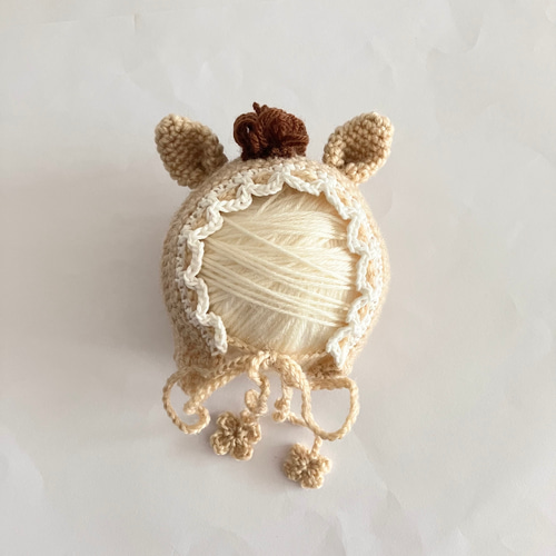 お馬さんベビーボンネット 新生児～2歳 午年 干支 年賀状 ニューボーン