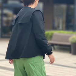 コットンブラウス　つけ襟　黒　セーラーカラー　Aライン　涼しい　軽い【受注製作】【送料無料】 3枚目の画像