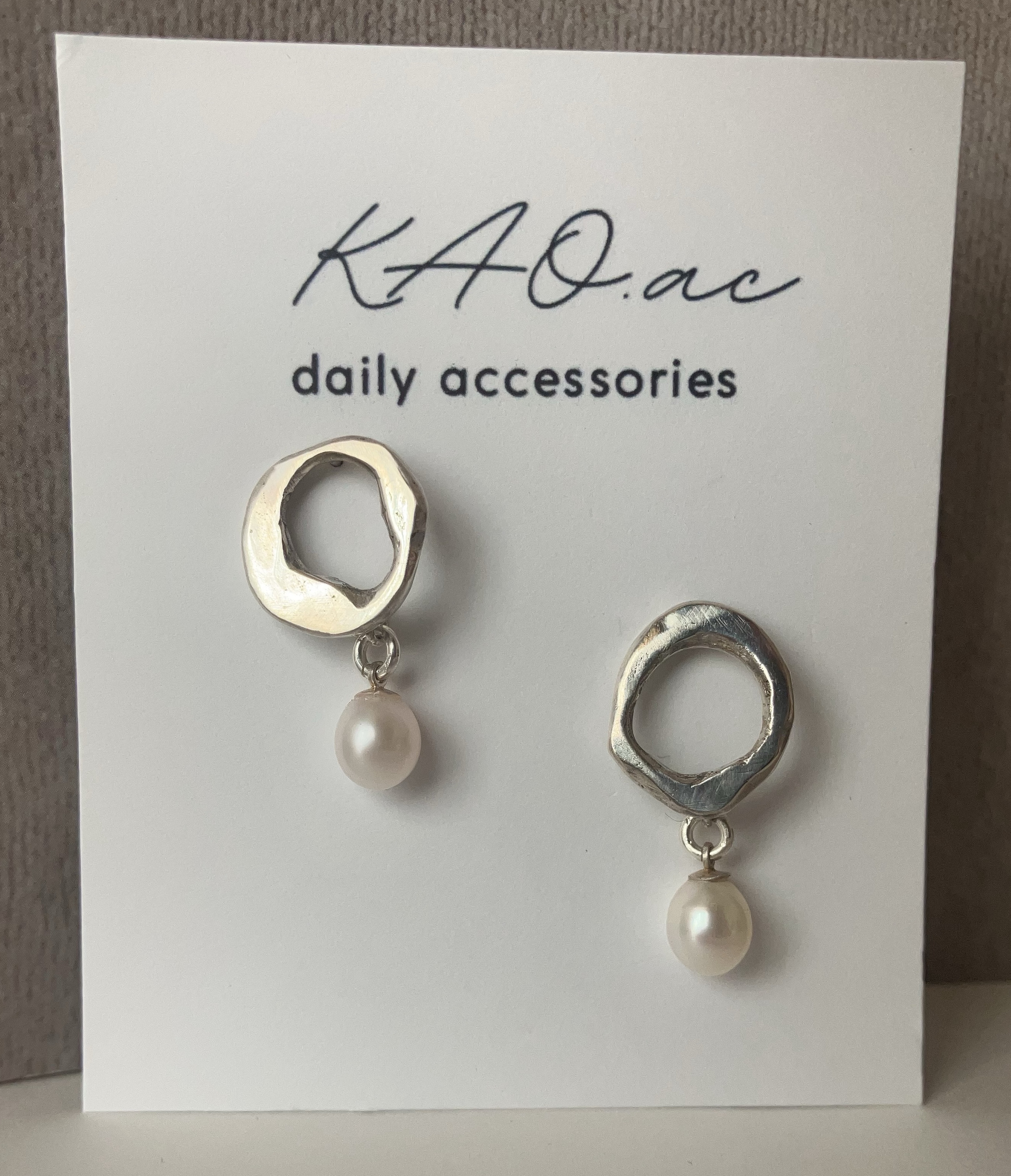 溶かした　silver950 フラット　サークル　シルバーピアス　淡水パール　or フロストクリスタル