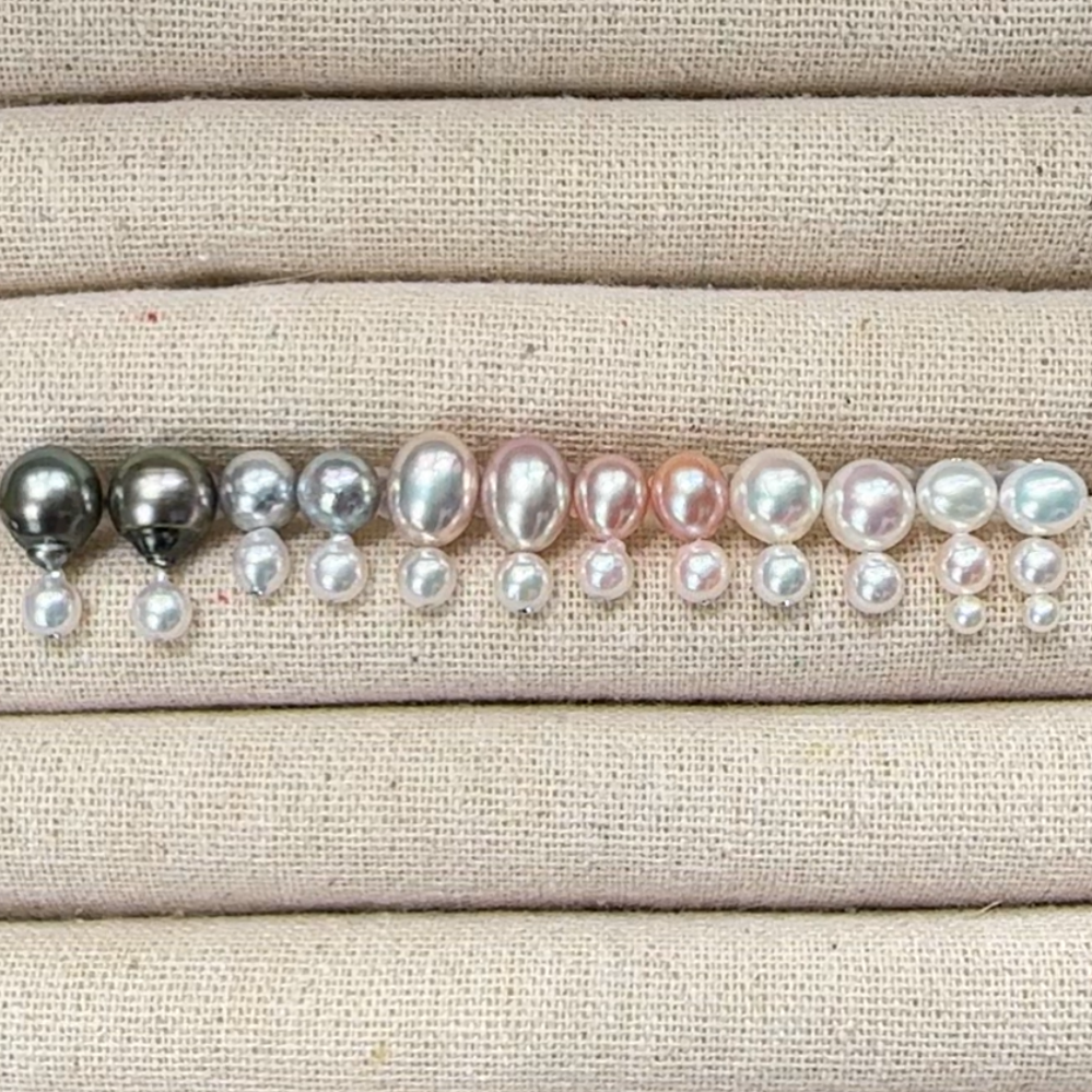 一点もの　"nemophila ネモフィラ"   ツインパール　ピアス　イヤリング　c.d.f