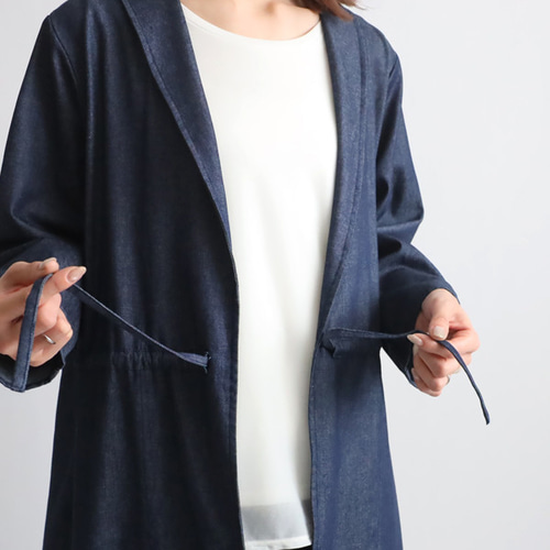 ラスト2 冬SALE へちま襟 ウエスト調節紐ギャザー 羽織りコート