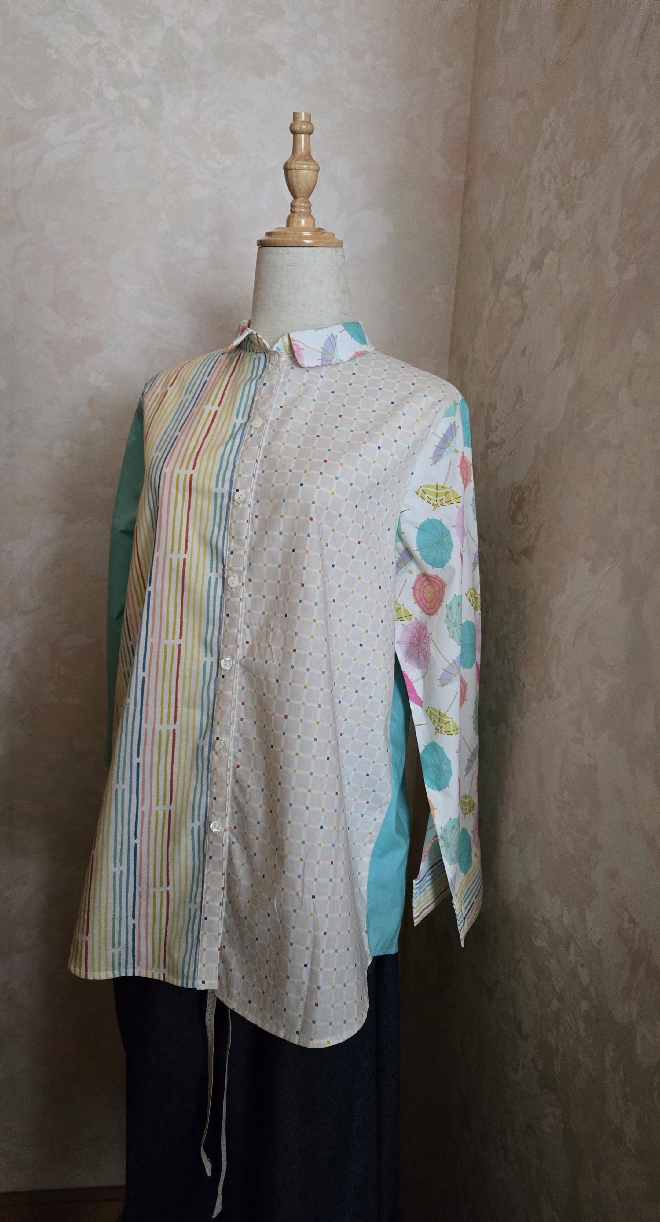 虹色の風をまとうカラフルコットンシャツ～Lサイズ～B