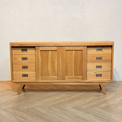 最安値】アンティーク調 スライド サイドボード チェスト 無垢 北欧