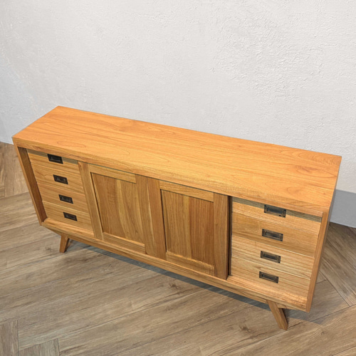 最安値】アンティーク調 スライド サイドボード チェスト 無垢 北欧