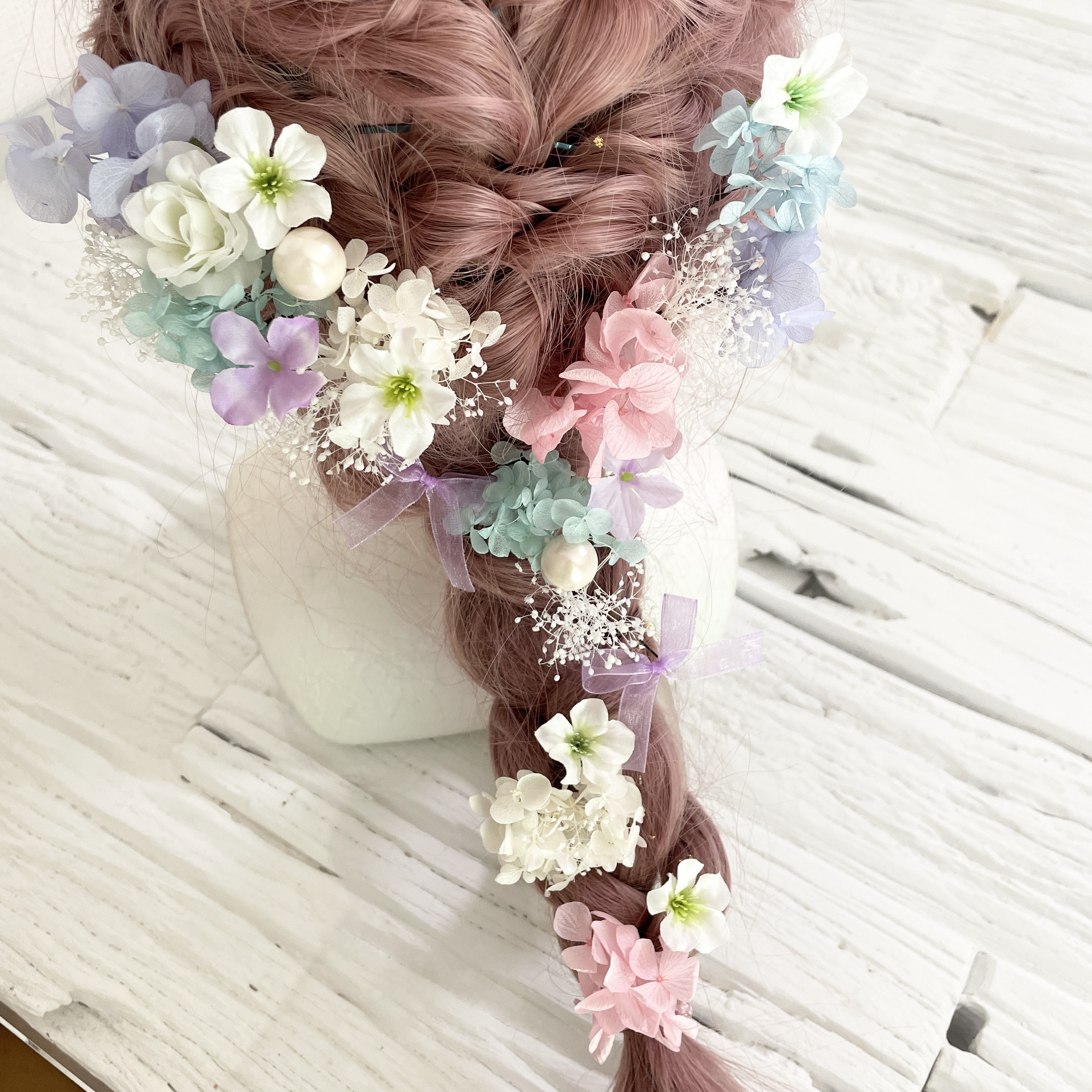 髪飾り　ヘッドドレス　水色　パープル　ラプンツェル