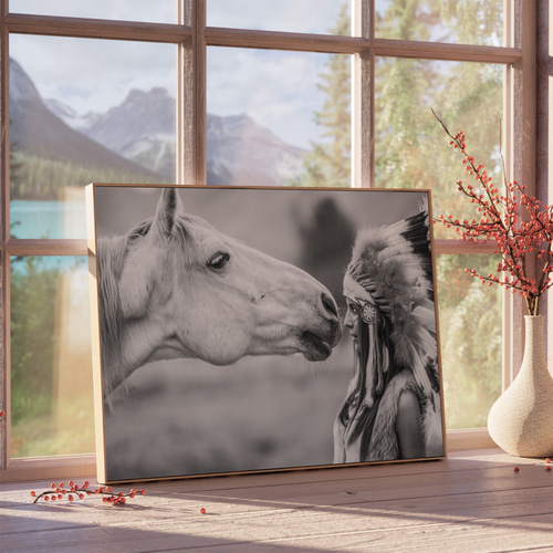 馬・No.009／「HAKU 」アートポスター ブランド Ellie go lucky A3アートポスター 青い馬 (Ellie go lucky