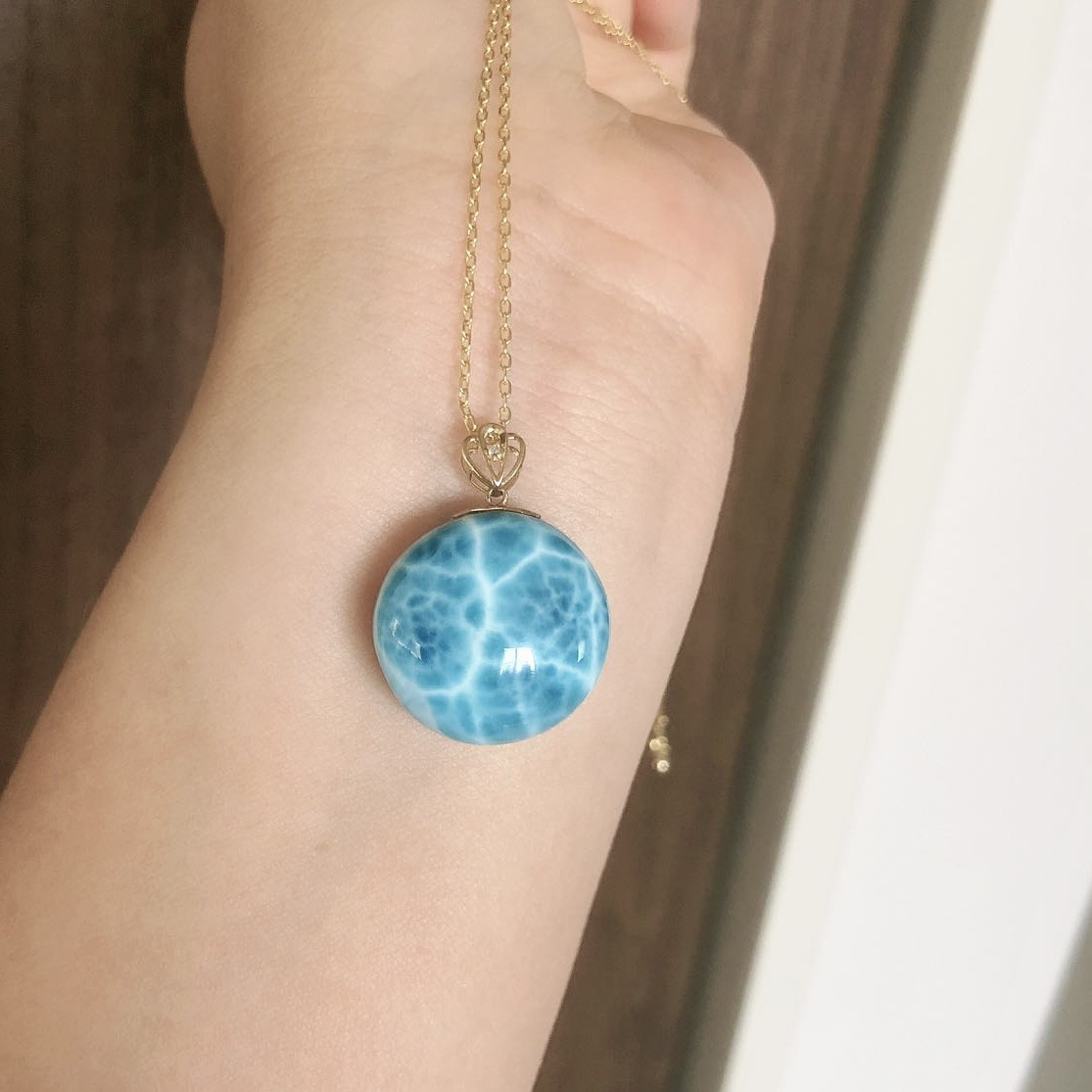 天然無処理　ラリマー ダイヤモンド　ペンダント　No1290