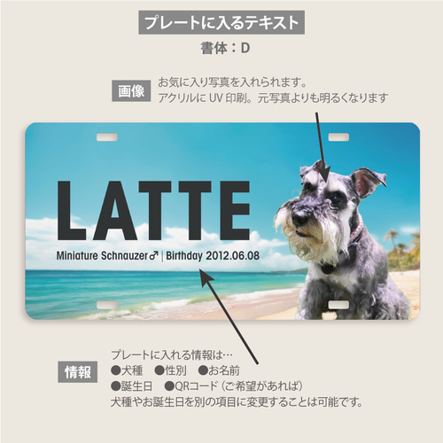 夏限定！青い海のペットカートネームプレート ＋500円で多頭OK 犬