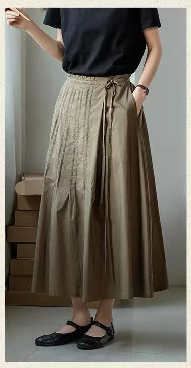 Aライン　ギャザースカート  ロングスカート　裏地付き　三色