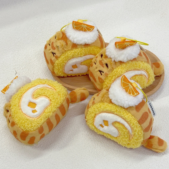 【ふわもこネコロール】　ネコのロールケーキ　ぬいぐるみ　ふわふわ　キーホルダー　ストラップ　癒しグッズ　プレゼント 7枚目の画像