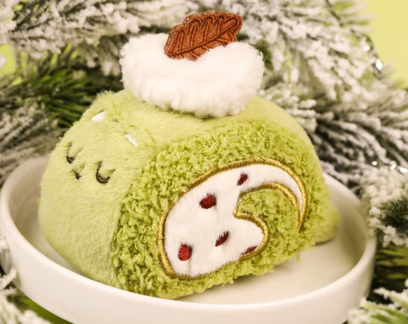 【ふわもこネコロール】　ネコのロールケーキ　ぬいぐるみ　ふわふわ　キーホルダー　ストラップ　癒しグッズ　プレゼント 5枚目の画像