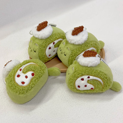 【ふわもこネコロール】　ネコのロールケーキ　ぬいぐるみ　ふわふわ　キーホルダー　ストラップ　癒しグッズ　プレゼント 6枚目の画像