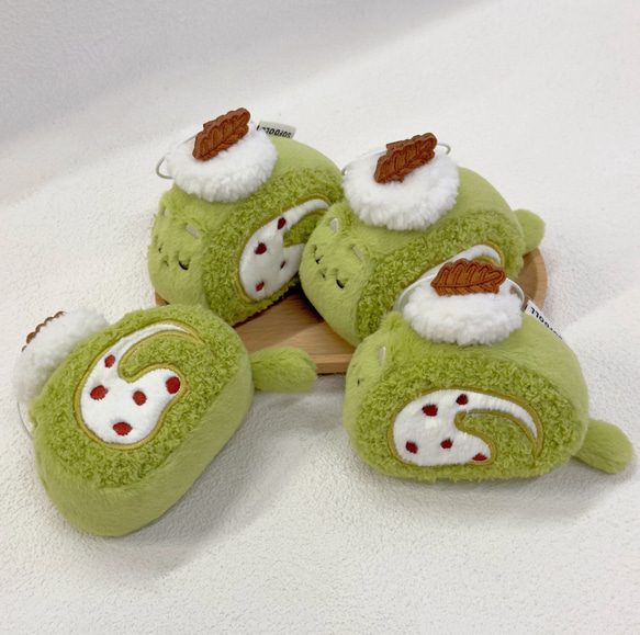 【ふわもこネコロール】　ネコのロールケーキ　ぬいぐるみ　ふわふわ　キーホルダー　ストラップ　癒しグッズ　プレゼント 6枚目の画像