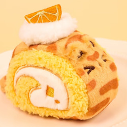 【ふわもこネコロール】　ネコのロールケーキ　ぬいぐるみ　ふわふわ　キーホルダー　ストラップ　癒しグッズ　プレゼント 4枚目の画像