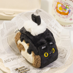 【ふわもこネコロール】　ネコのロールケーキ　ぬいぐるみ　ふわふわ　キーホルダー　ストラップ　癒しグッズ　プレゼント 2枚目の画像