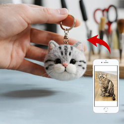 mia 受注商品 キジトラ 猫 チャーム キーホルダー 羊毛フェルト