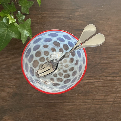 セット＞大正時代 水玉紋様 氷コップ 赤 ＋ クロスハート