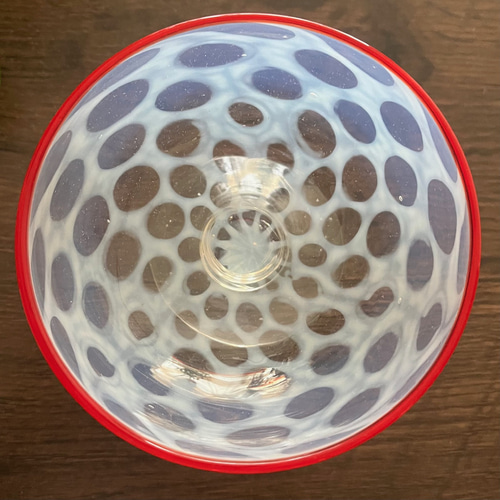 セット＞大正時代 水玉紋様 氷コップ 赤 ＋ クロスハート スプーン