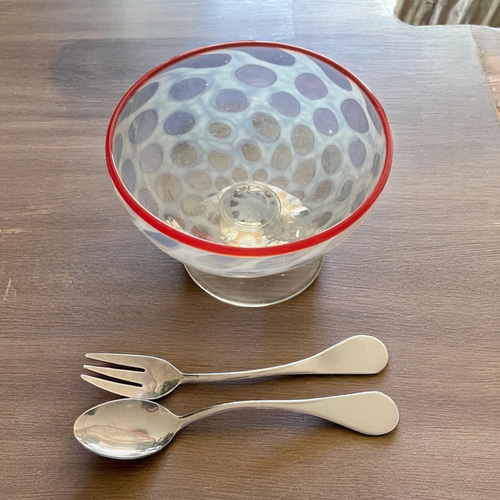 氷コップ 水玉紋様 赤 アンティーク 大正ロマン② 氷コップ 水玉紋様 赤 アンティーク 大正ロマン②