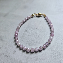 【再販】サージカルステンレス◆クンツァイトの細身ブレスレット 4枚目の画像