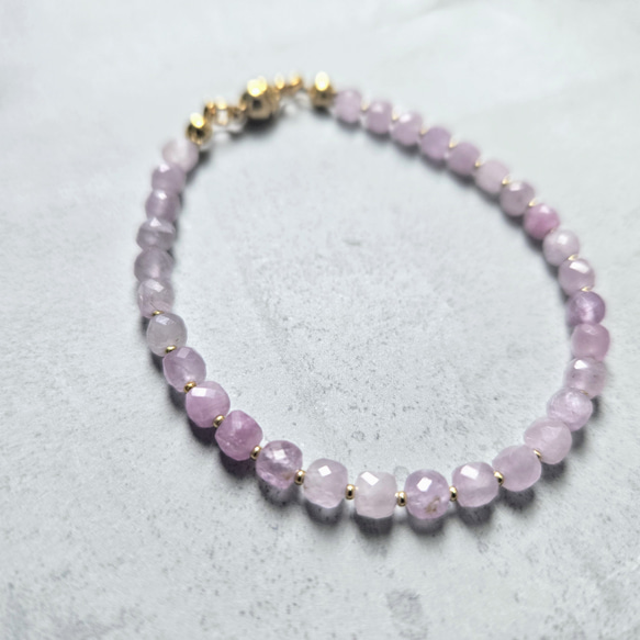 【再販】サージカルステンレス◆クンツァイトの細身ブレスレット 3枚目の画像