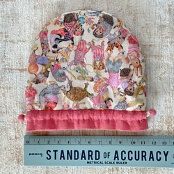 【S】内袋が２部屋に分かれていて便利♪『LIBERTY＆ハーフリネンの巾着袋』ハラバルー（ピンク）／ショッキングピンク 4枚目の画像