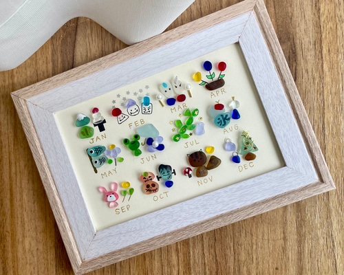 シーグラスアート　限定品　カレンダー　１２ヵ月　イベント　インテリア　雑貨　季節 シーグラスアート 限定品 カレンダー 12ヵ月 イベント