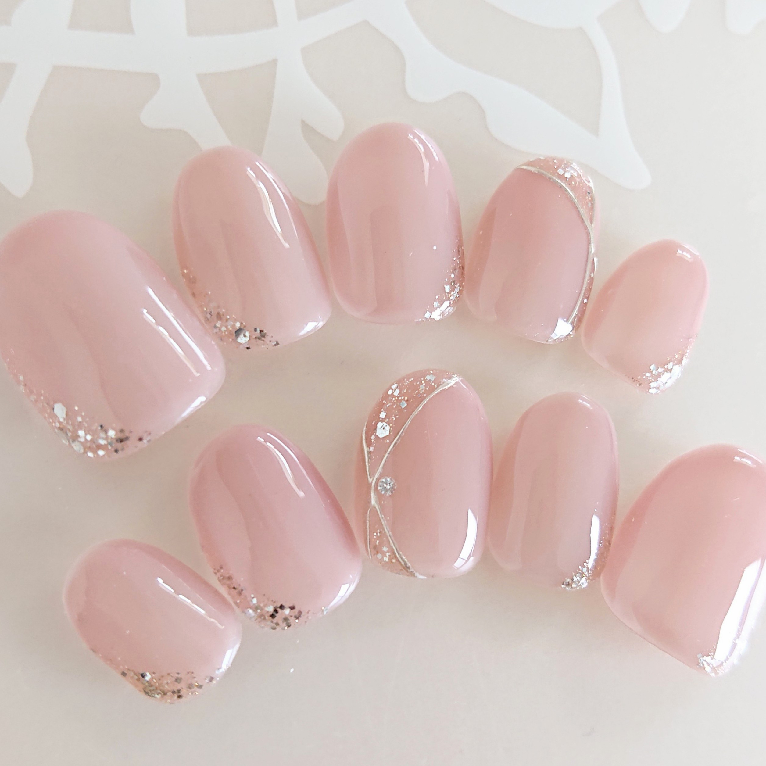 [ダイヤモンドが選べる][カラー選べる]上品ネイルチップ　付け爪　前撮りネイル　結婚式ネイル　D111 9,652円