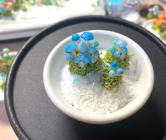 もりもりきのこの山 紫陽花色 3つ山ミニチュア 送料無料 立体