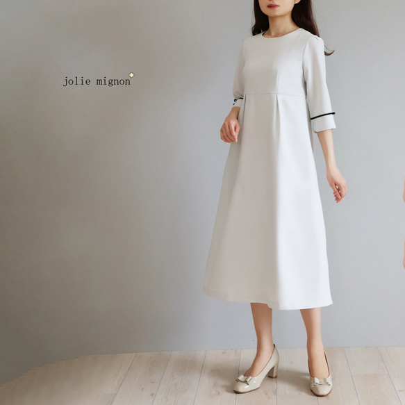 【美品✨】フォクシー　ワンピース　バックリボン　グログラン　近年　38 オケージョンシーンに◎】グログランリボン付き ハイウエスト切り替え