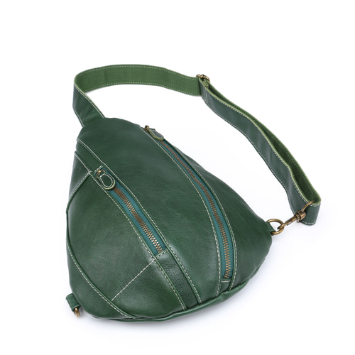 ボディバッグ 本革 レザー グリーン 緑 ショルダーバッグ ボディー