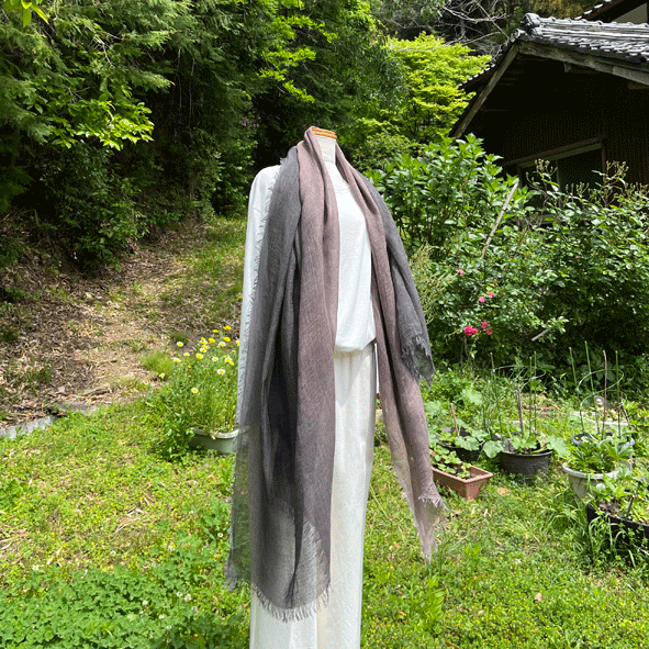 柿渋染めロング＆ワイドストールK25063