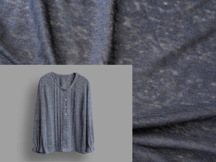 ～Seriesカーディガン…濃紺麻100ローゲージスラブ天竺ニット～