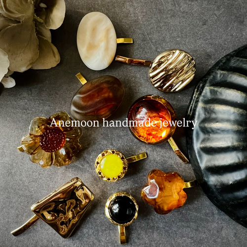 べっこうアクリルカボションのポニーフック(大) 1個 丸約24mmフック長