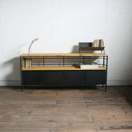 earlアールアイアンシェルフ 4段 木製棚