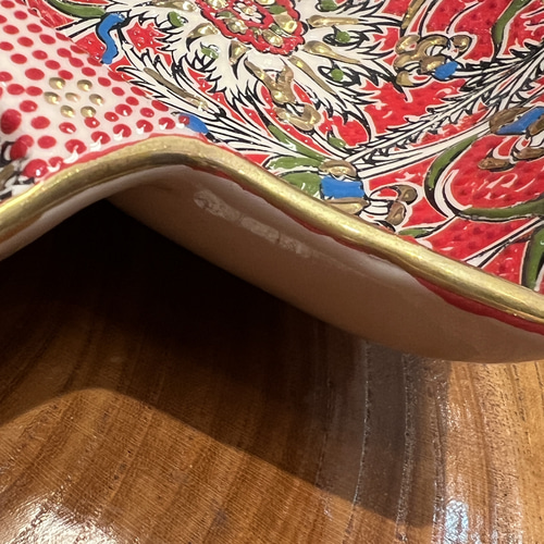 トルコセラミック花柄三つ仕切り飾り皿