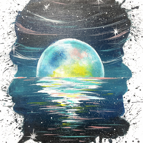 はじけてmoonlight｜原画｜インテリアアート｜キャンバス作品｜北欧