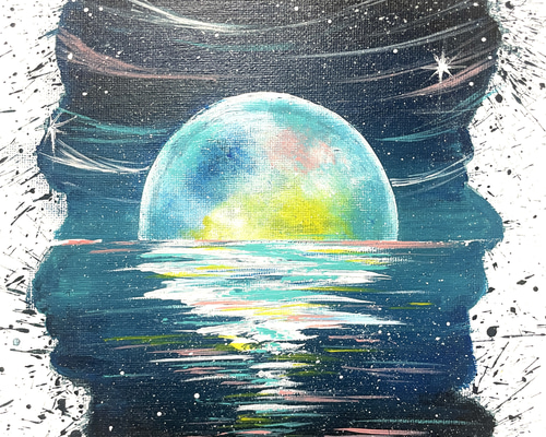 月　雲　模様　グラデーション（アクリル絵の具）　送料無料 8709a713d9eb168ab652c134b84dc3