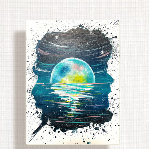 はじけてmoonlight｜原画｜インテリアアート｜キャンバス作品｜北欧