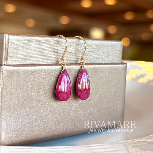 ちか様専用☺︎ 1点作品☆ 希少石 宝石質ルビーピアス イヤリングに